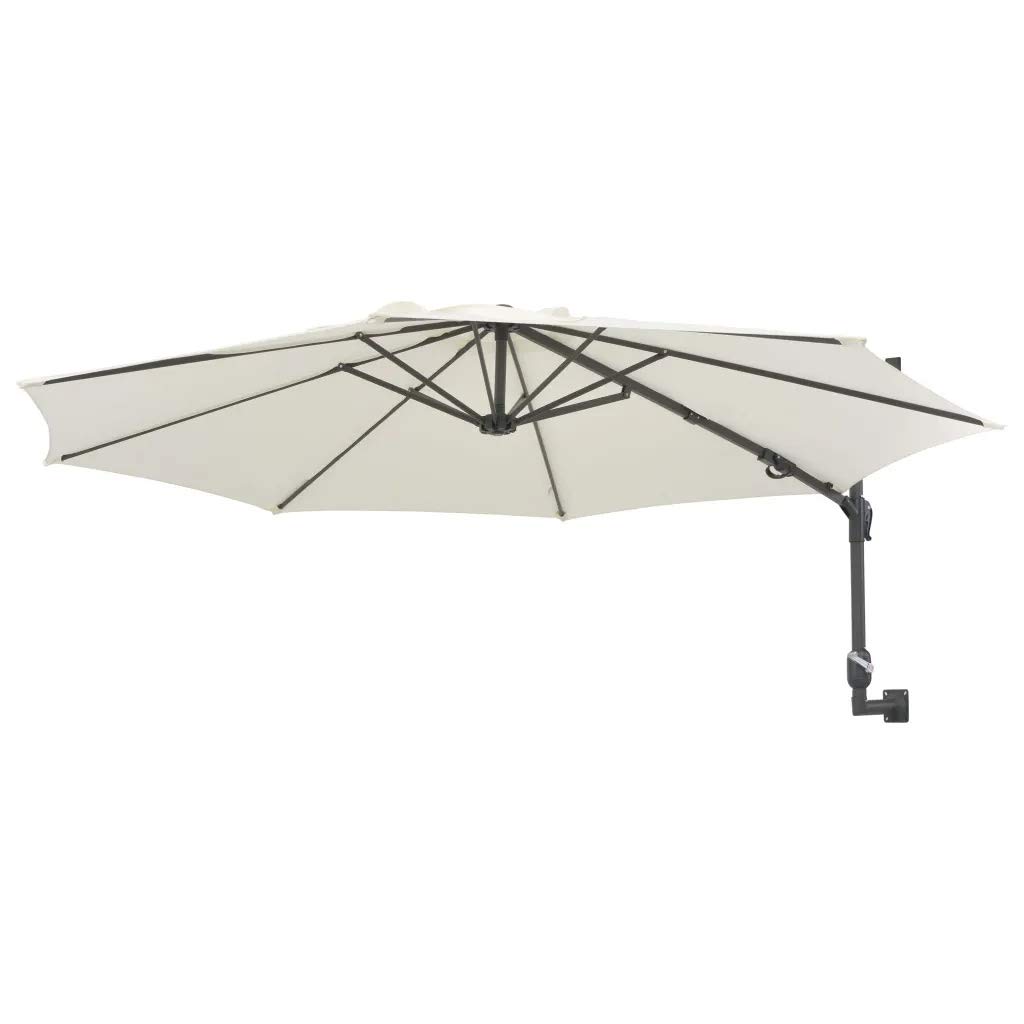 Ausla Sombrilla de Pared con Poste de Metal de 48 mm, Sombrilla con Manivela para Exterior, Terraza, 300 x 131 cm, Beige