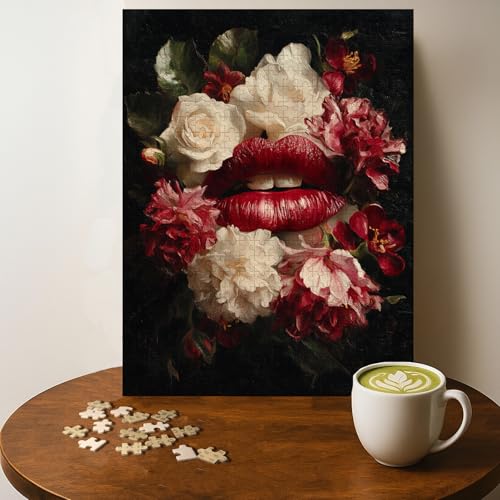 Casse-tête 500 pièces lèvres rouges roses, 20x15 po