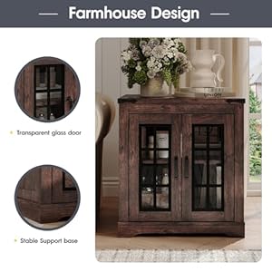 Fameill Farmhouse End Table with LED Lights,Sofa Side Table with Glass Barn Door,Vintage Wood Square Nightstand Bedside Table for Living Room,24" Large with Adjustable Storage Shelf,Brown Fameill Farmhouse End Table with LED LightsSofa Side Table with Glass Barn DoorVintage Wood Square Nightstand Bedside Table for Living Room24 Large with Adjustable Storage ShelfBrown