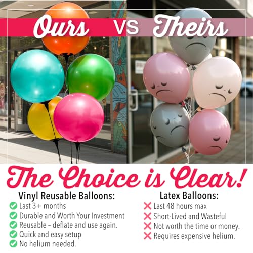 Image of Reusable Outdoor Balloon Clusters - Helium Free, All-Weather, Durable, Plastic Balloons for Advertising, Real Estate, Grand Openings & Events (Red, Yellow, Blue, Green, Orange)