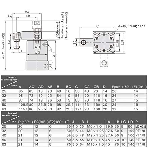 Rotary Pneumatic Cylinder Double‑Acting 90 Degree Angle Clamping Corner Pressing Rotate Cylinder Air Swing Tool(Ack25-90R) #TOP1