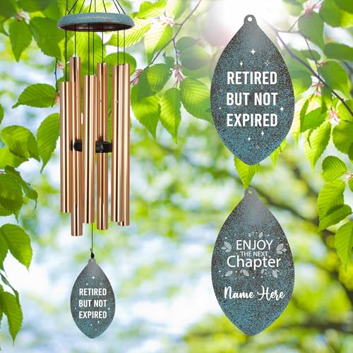 Image of ASTARIN Personalized 35 inch Happy Retirement Wind Chimes, Retirement Wind Chimes Gift for Women /Men Teacher Coworker 2025, Going Away Farewell Gifts, Deep Tone Larde Wind Chime