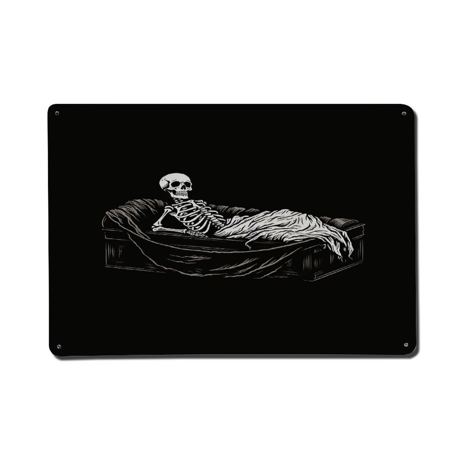 Adfgyerh Style Skeleton In The Coffin Metal Signs Funny, Aluminum Tin Sign Indoor Outdoor Decor, Vintage Signs For Home Office Kitchen Bar Cafe Garden Farmhouse Wall Decor