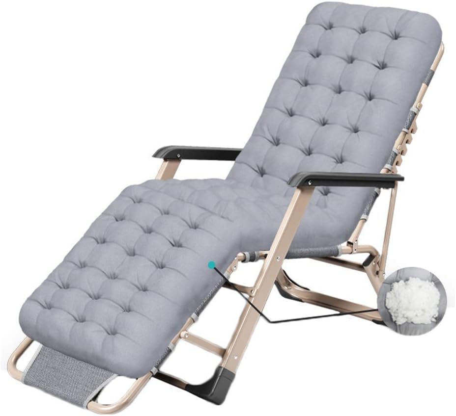 Renovation House Folding Portable Zero Patio Lounge Chair with Removable Cushions Sun Lounger Relaxer Chair for Outdoor Indoor Support 330 Lbs (Color : Grey)