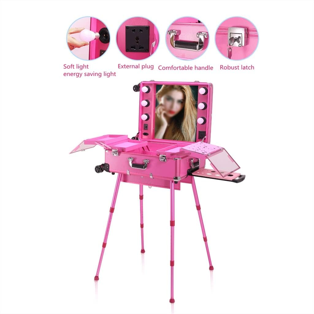 Makeup Artist Suitcase Aluminum Travel Beauty Nail Suitcase With Light Makeup Trolley Tool Case Suitcase