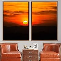 2 Piece Framed Canvas Wall Art Sunset in The Mountains Canvas Prints Home Artwork Decoration for Living Room,Bedroom - 16