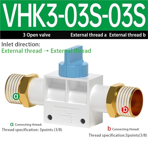 Raccord pneumatique VHK3-03S-03S vanne manuelle air comprimé double filetage