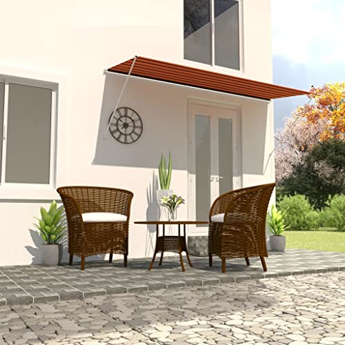Xichuzi Toldo retráctil, Toldos Exterior Terraza, Toldo Retractil Exterior, Toldos para Patio, Toldos para Ventanas, Toldos Balcon, Naranja y marrón 350x150 cm
