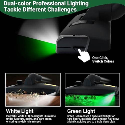 Image of EZ SPARES Dust Display LED Vacuum Brush,Floor Brush Attachment,Compatible with Hoover, Eureka, Rainbow,Shop VAC,Most Brand,Reveal Microscopic Dust & Illuminate Invisible Pet Hair Cat Dog Fur