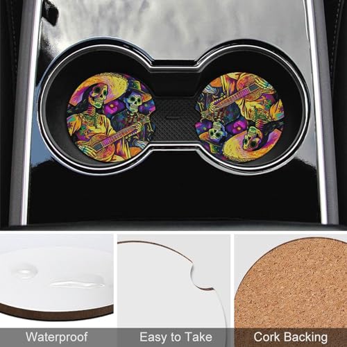 4PCS Posavasos para Carro con Calavera Mexicana 2.56 pulg miniatura 5