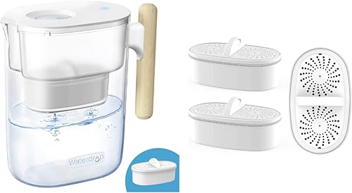 Waterdrop Jarra de filtro de agua de larga duración de 200 galones de 10 tazas con 1 filtro y filtros de repuesto Waterdrop WD-PF-01A Plus