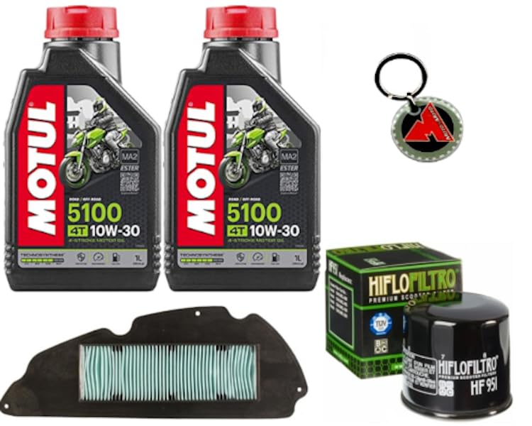 Olio Motore Semi Sintetico Kit tagliando olio 5100 10W30 con filtro aria ed olio specifico per Sh 300 2007 2008 2009 2010 2011 2012 2013 2014 2015 2016 2017 2018 2019 2020
