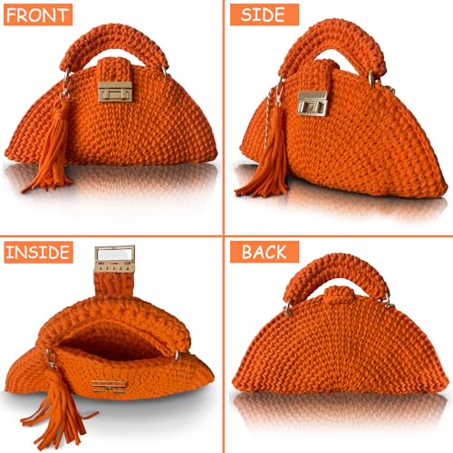 Image of Evening Clutch Bag for Women, Handmade Crochet Wedding Party Purse, Small Flap Formal Crossbody Handbag Evening Clutch