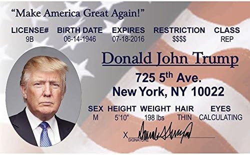 Signs 4 Fun Parody Driver’s License | Donald Trump ID | Fake ID Novelty Card | Collectible Trading Card Driver’s License | Novelty Gift for Holidays | Made in the USA image 2