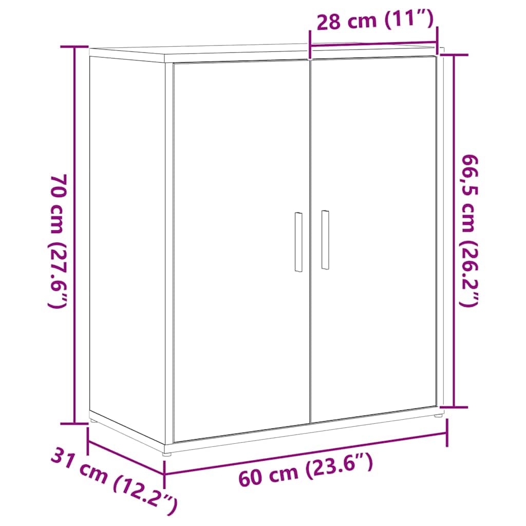 vidaXL Credenza Rovere Nero 60x31x70 cm in Legno Multistrato, credenza con Ante, Mobile da Soggiorno, portaoggetti, credenza da Cucina, credenza Alta