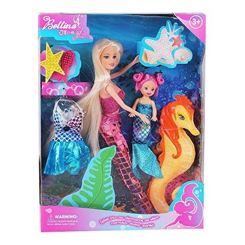 BETTINA Princess Doll with Seahorse Play Gift Set | Mermaid Toys with Accessories and Doll Clothes for Girls (Pink) Cover