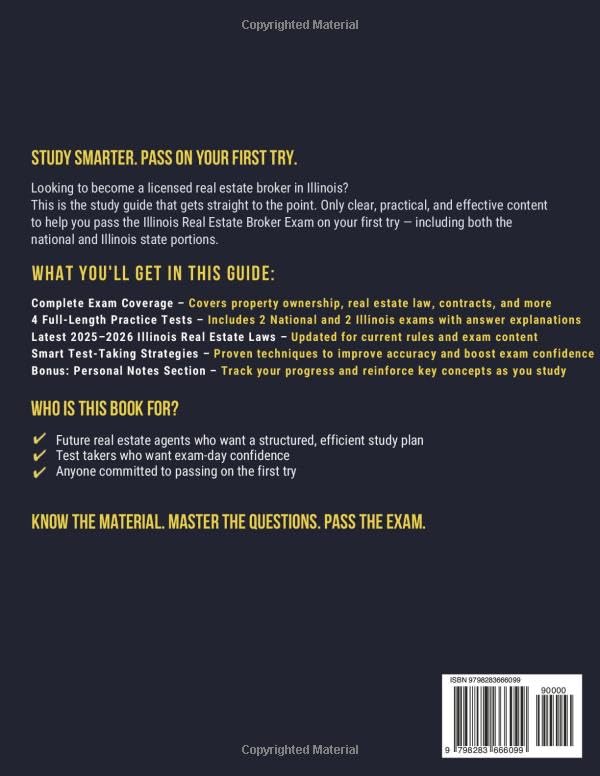 Illinois Real Estate Broker License Exam Prep: Simplified Study Guide and Workbook with 4 Full-Length Practice Tests, Proven Strategies, Math Essentials, and National + State Exam Content - Image 2