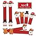 D-FantiX Christmas Refrigerator Handle Covers Set of 8, Santa Snowman Kitchen Appliance Covers Fridge Microwave Oven Dishwasher Refrigerator Door Handle Covers Protector Christmas Decorations
