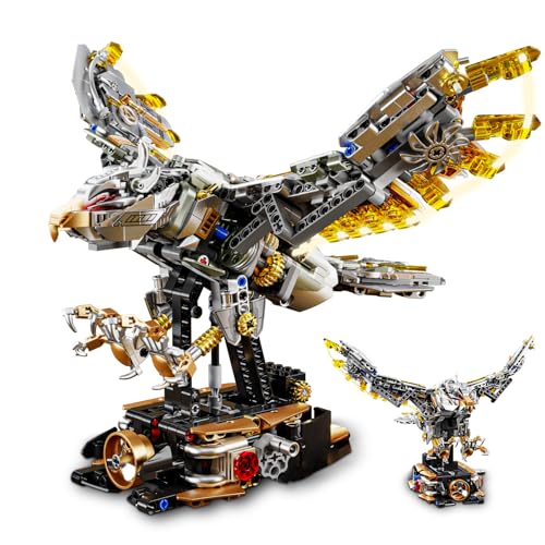 Image of Ideas Mechanical Eagle Building Set with Light, Compatible with Lego Set for Boys, Rotatable Eagle Building Blocks Toy for Boys & Adults, STEM Gift for Girls Boys Teens Age 12+ (1168 PCS)