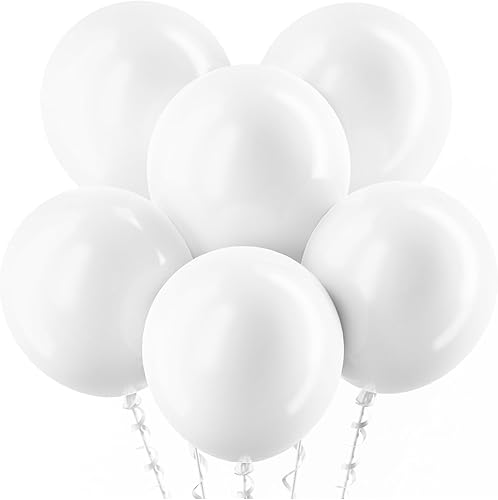 Bezente Globos blancos de 18 pulgadas, paquete de 30 globos blancos grandes y gruesos, globos de látex blancos grandes y redondos para bodas, baby