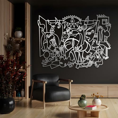Œuvre d'art Picasso Guernica en métal argenté, sculpture murale haut de gamme