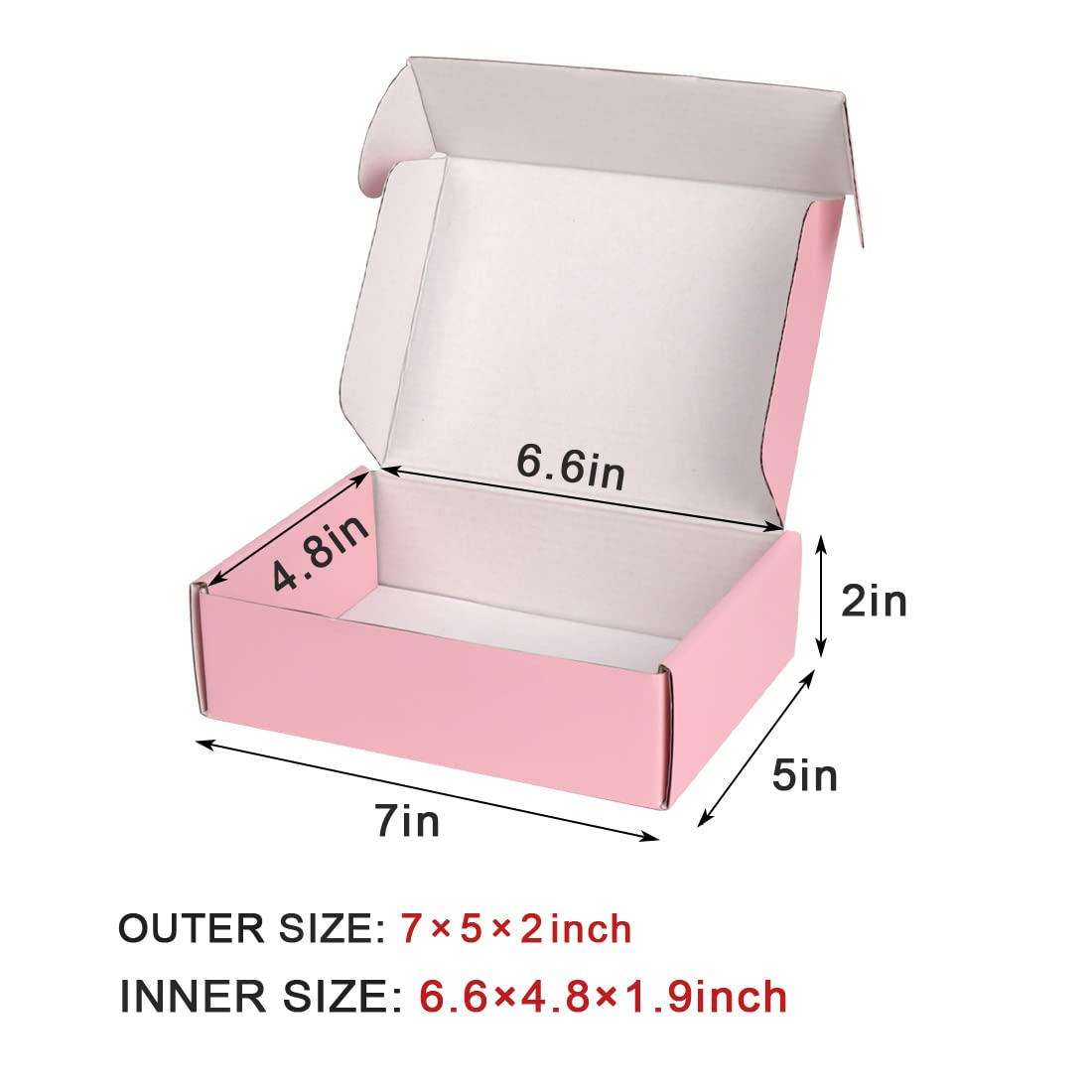 DERZIFUN 7x5x2 Inch Shipping Boxes for Packaging Mailing, 30 Pack Pink Shipping Box Mailers for Small Business, Recyclable Small Corrugated Coardboard Boxes