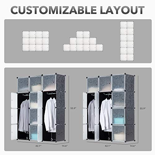 Work-It! Modular Wardrobe | Portable Clothes Closet And Dresser Garment Rack | Storage Organizer Bedroom Armoire Cubby Shelving Unit Multifunction Cabinet Diy Furniture, Black, 12 Cubes #TOP4