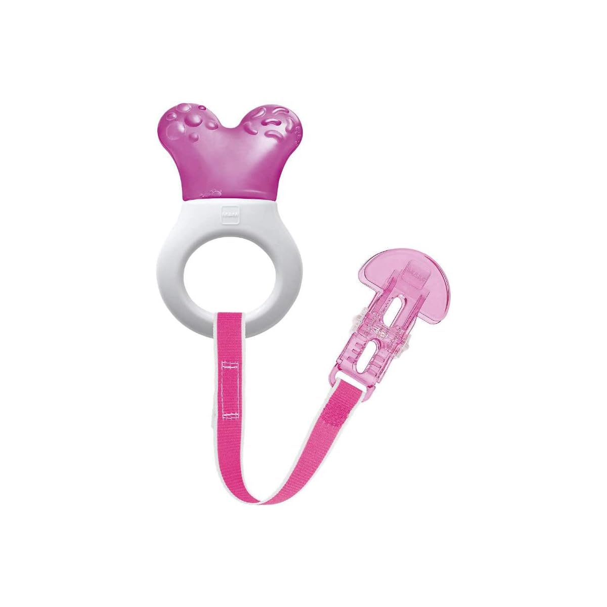 MAM Mini Cooler & Clip, Dentaruolo Rinfrescante e Clip, Massaggiagengive, Rosa