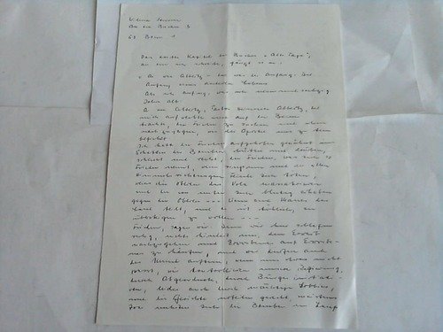 Zweiseitiger handgeschriebener Brief über das Buch 'Alte Tage' und Pastor Heinrich Albertz