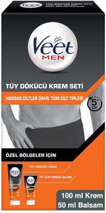 Veet Men Özel Bölgeler İçin Krem & Balsam Tüy Dökücü Krem Seti 100 + 50 ml