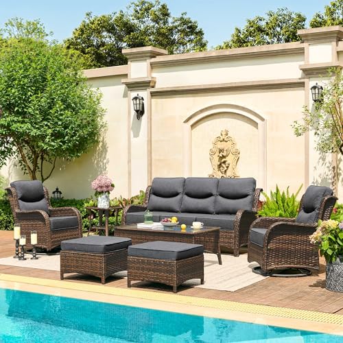 HILLGA Luxury Patio Furniture Set with 6-inch Thick Cushion