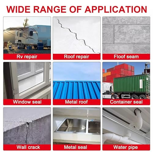 Image of Rewup Super Strong Adhesive Waterproof Permanent Repair Aluminum Butyl Tape Rubber Foil Suitable for Roof Leak, surface Crack, Window Sill Gap, Boat Sealing, Home Renovation 5 cm