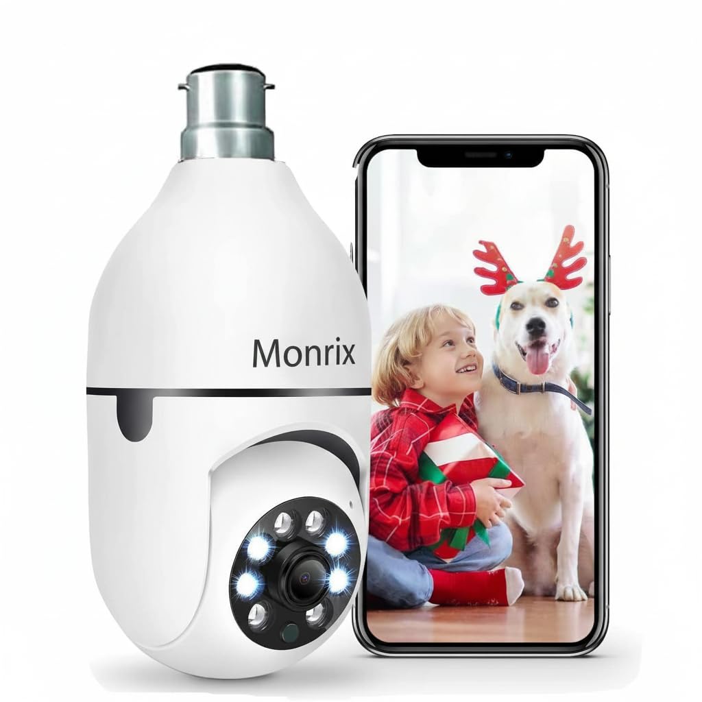 Monrix 3MP Smart IP Wi-fi CCTV Camera Pan-Tilt 360° Indoor 1080P (Bulb Camera)(Wi-fi Smart Bulb Camera)-picture-12