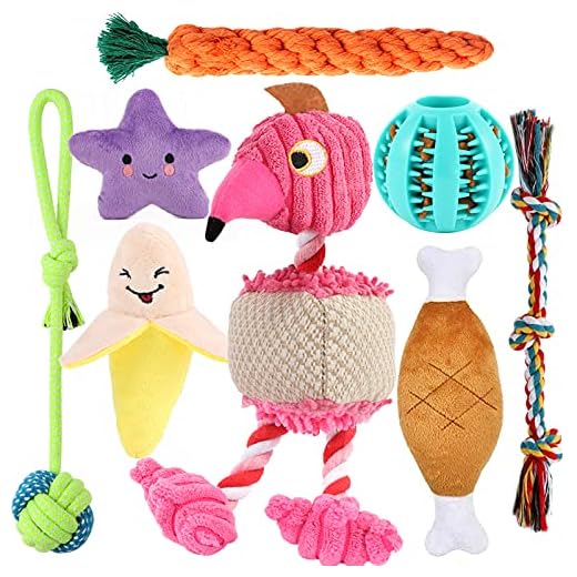 LOYEE 8 Pack Puppy Toys, Squeaky Plush Dog Toys for Small Dogs, Cute Puppy Teething Chew Toy, Safe Ropes Toys