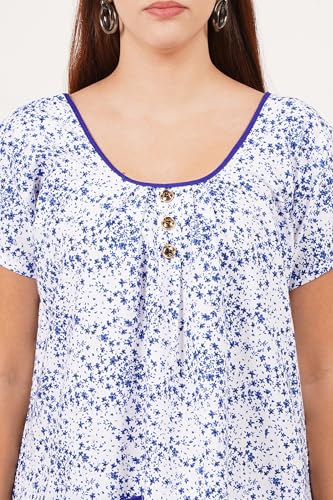 Image of Breezly Woman's Long Short Calf Length Pure Cotton Nighty