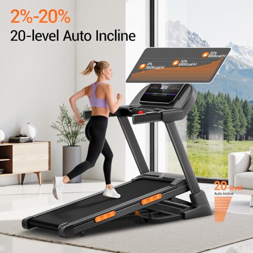 Image of CURSOR Treadmills for Home with 20% /25% Incline, 350lb /400lb Capacity & 8.0 /8.7 /9.5MPH Folding Treadmill 3.5HP /4.0HP Brushless, Widen Running Area & Shock Absorption for Running /Walking