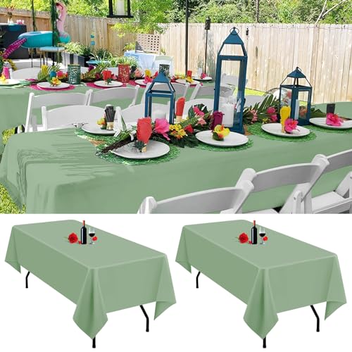 Lumaycens 2 Pack Sage Green Tablecloth 60x102Inch Table Cloths Rectangle Green Polyester Farbic Tablecloths For 6 Foot Tables Washable Sage Table Cloth Rectangular for Wedding Party Banquet