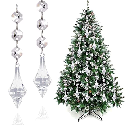 Tipo Di Prodotto: Casa Volsha 15 ornamenti da appendere all\'albero di Natale, prisma di cristallo in vetro, per lampadari, lampade a goccia, decorazioni perfette per albero di Natale (Cuspidate, 15 pezzi)