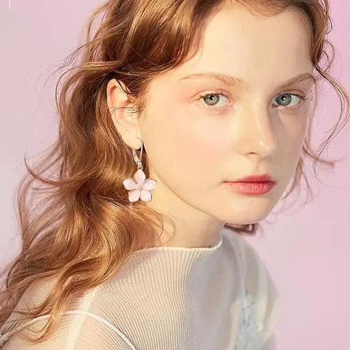 Blossom Petal Enamel Flower Hoop Earrings Elegant Floral Design Lightweight Dangle Drop Earrings for Women Jewelry2