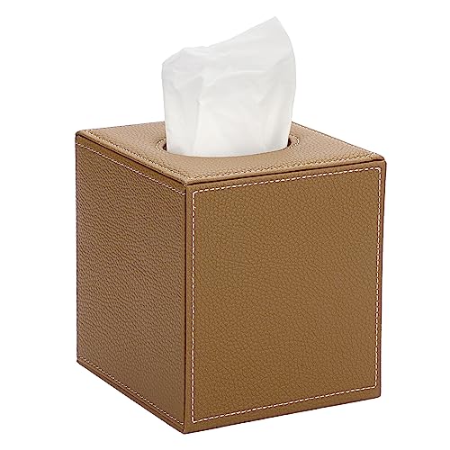 Sumnacon Square Leather Tissue Box Cover - Stylish Cube Tissue Box Holder with Magnetic Bottom...