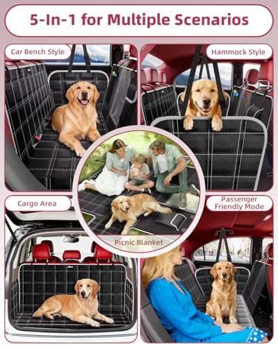 UPAWPIA Hundedecke Auto Rückbank 100% Wasserdicht Kratzfeste Autoschondecke Hund Rücksitz mit Seitenschutz und Sichtfenster Hundematte Auto Rückbank Universal für PKWs LKWs und SUV mit Sicherheitsgurt