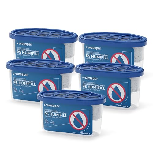 Wessper Deshumificadores de Humedad, Antihumedad Desechable de 400 ml, sin Olor, Elimina la Humedad, el Moho y los Hongos, Deshumidificador con Cloruro de Calcio, 5 pieza