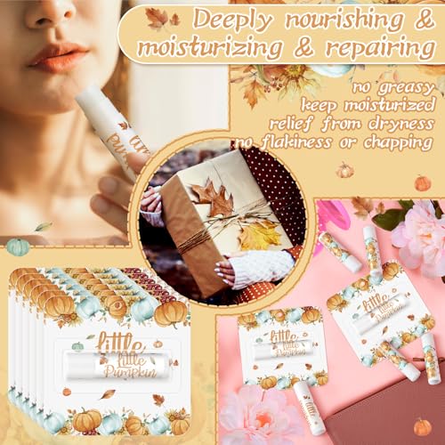 Image of 24 Pack Fall Lip Balm Favors, Little Pumpkin Baby Shower Favors for Guests Moisturizer Lips Care Thanksgiving Autumn Lip Balm Bulk for Gender Reveal, Fall Party Supplies, Gift Basket Fillers
