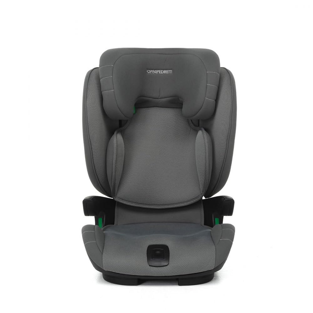 Foppapedretti Fotelik samochodowy Skill I-Size, dla dzieci o wzroście od 100 do 150 cm, 3-12 lat, zgodny z ECE R129, mocowanie Dualfix (ISOFIX i nie), ochrona przed uderzeniami bocznymi, kolor szary
