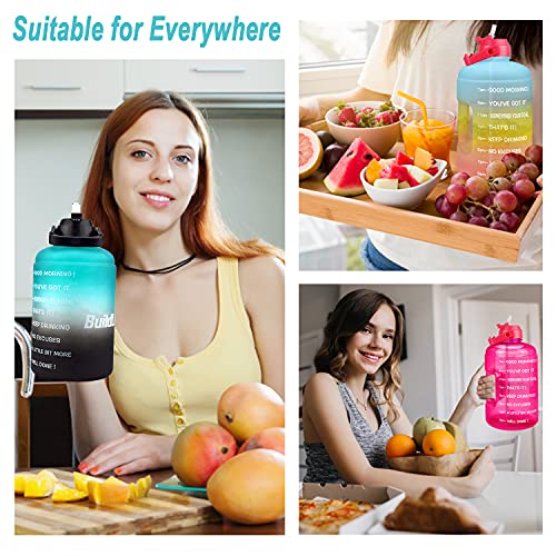 Image of QuiFit 1 Gallon Water Bottle - with Straw & Motivational Time Marker Leak-Proof BPA Free Reusable Gym Sports Outdoor Large(128OZ /73OZ) Capacity Water Jug