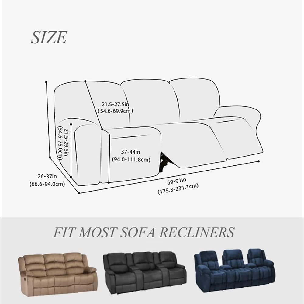 Stretch Relining Couch Chair Cover with Pocket, Jacquard Recliner Sofa Covers Reclining Slipcovers Printed Furniture Protector with Elastic Bottom for 1/2/3 Seat, Washable ( Color : Color B , Size : 3