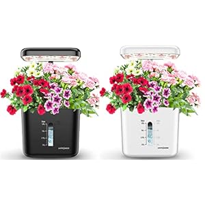 2 Pack Indoor Smart Garden Planter Set: Hydroponics Growing System Flower Plant Pot with Grow Lights Black & White