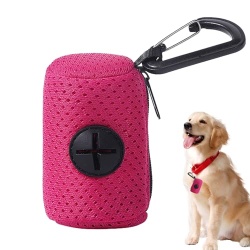 Besreey Hundetaschenhalter - Hundekotbeutelhalter aus Netzstoff mit Leinenbefestigung und Reißverschluss - Hundebeutelspender mit großer Kapazität, tragbarer Kotbeutelhalter für Hunde, Spaziergänge
