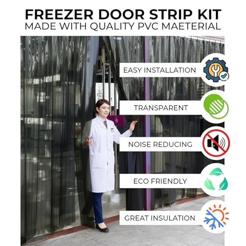 Image of Opaque Black Ribbed PVC Strip Curtain 36 inch Width x 84.2 inch Height - Privacy Plastic Door Strips Light Blocking Vinyl Flap Doors for Industrial Warehouse and Conveyor Belts Anti-Scratch AP1474