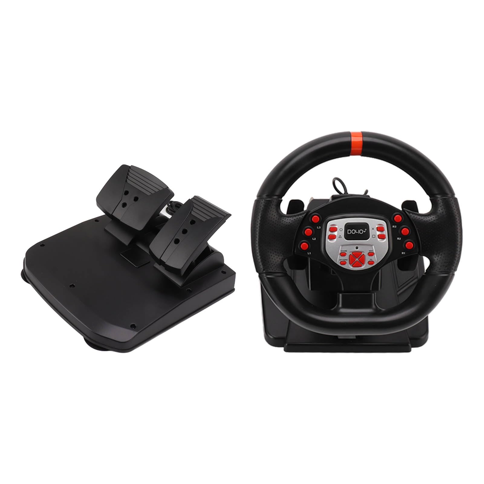 Tbest Ruedas de Carreras para Juegos de PC, Plug and Play Pedal de Volante de PC USB de 180 Grados para PS3 para Interruptor